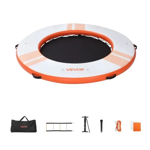 VEVOR Aufblasbares Schwimmdock, φ2,44 m, Schwimmplattform mit Rutschfester Oberfläche, Tragetasche & Abnehmbarer Leiter, Schwimmende Insel, Wasserplattform für Pool, Strand & Meer, Orange – Bild 8