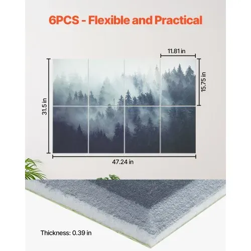 VEVOR 8er-Pack Akustikpaneele, 1200x800x10 mm, Akustik Wandpaneele, selbstklebende, schalldämpfende & absorbierende Platten für Zuhause, Büro, Studio, Spielzimmer, Theater, Wald – Bild 5