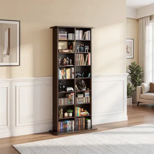 VEVOR Medienregal, 8-lagiges CD-Regal, 559x222x1295 mm, Multimedia-Aufbewahrung für CDs, DVDs, Bücher & Spiele, Raumteiler Schrank mit 16 Fächern für Wohnzimmer, Homeoffice, Aufnahmeraum – Bild 7