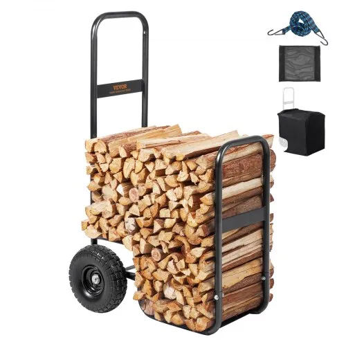 VEVOR Kaminholzwagen 67x52x110cm Brennholzwagen Pulverbeschichteter Stahl Brennholzkarre mit 266,7-mm-Gummirädern Holzwagen Max. 113,4kg Transportwagen inkl. Bungee-Seil Bodennetz 600D Oxford-Tuch VEVOR Kaminholzwagen 67x52x110cm Brennholzwagen Pulverbeschichteter Stahl Brennholzkarre mit 266,7-mm-Gummirädern Holzwagen Max. 113,4kg Transportwagen inkl. Bungee-Seil Bodennetz 600D Oxford-Tuch