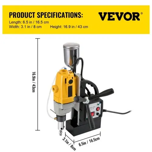 VEVOR Sdt MD40 Magnetbohrmaschine mit 13 Stück 25,4mm HSS-Ringschneider Set – Bild 6