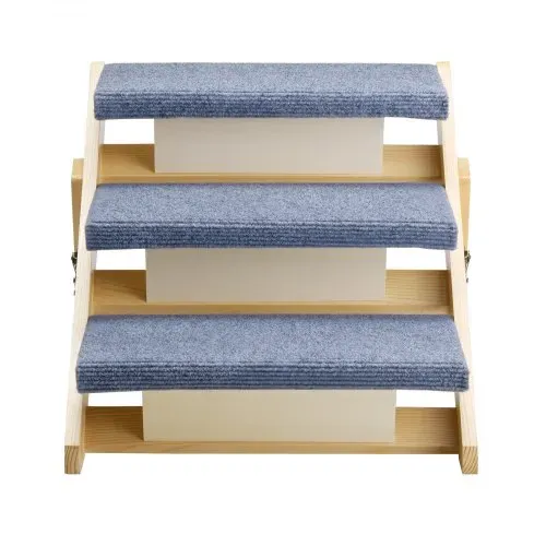 VEVOR Hundetreppe 510x470x370 mm, 3-stufige Hautiertreppe, klappbare Holztreppe geeignet für kleine, mittlere, große, ältere Haustiere sowie Welpen bis 68 kg, Hundeleiter für Betten, Sofas & Autos – Bild 10