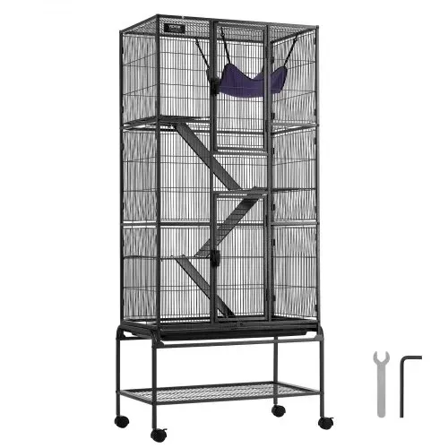 VEVOR 69" rollender Frettchenkäfig aus Metall, großer 4-stöckiger Critter Nation-Käfig, Kleintierkäfig mit Rampen und Tablett, einfach aufzubauen für Hausratten, Hamster, Meerschweinchen, Chinchillas, Eichhörnchen, Igel, Hasen – Bild 8