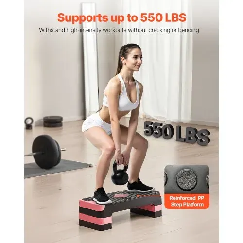 VEVOR Aerobic Steppbrett höhenverstellbares Trainingsbrett (10,6-20,32 cm) Stepper Fitness mit 250 kg Tragfähigkeit rutschfeste Oberflächenbank für Heim-Fitnessstudio Cardio-Krafttraining Rot VEVOR Aerobic Steppbrett höhenverstellbares Trainingsbrett (10,6-20,32 cm) Stepper Fitness mit 250 kg Tragfähigkeit rutschfeste Oberflächenbank für Heim-Fitnessstudio Cardio-Krafttraining Rot