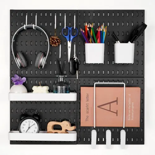 VEVOR Werkzeugwand, 28 x 28 cm, 4er-Set, Kunststoff-Stecktafel-Wand-Organizer-Set mit Zubehör, für Garage, Werkzeugaufbewahrung, Küche, Wohnzimmer, Bastelraum, Büro, Badezimmer, Zuhause, Schwarz VEVOR Werkzeugwand, 28 x 28 cm, 4er-Set, Kunststoff-Stecktafel-Wand-Organizer-Set mit Zubehör, für Garage, Werkzeugaufbewahrung, Küche, Wohnzimmer, Bastelraum, Büro, Badezimmer, Zuhause, Schwarz