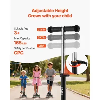 VEVOR Scooter (3 Räder) ab 3 Jahren, Cityroller Kinderroller mit leuchtenden Rädern & höhenverstellbarem Lenker & rutschfestem Deck & leichtem Aluminiumrahmen, Tretroller bis zu 75 kg, Schwarz VEVOR Scooter (3 Räder) ab 3 Jahren, Cityroller Kinderroller mit leuchtenden Rädern & höhenverstellbarem Lenker & rutschfestem Deck & leichtem Aluminiumrahmen, Tretroller bis zu 75 kg, Schwarz