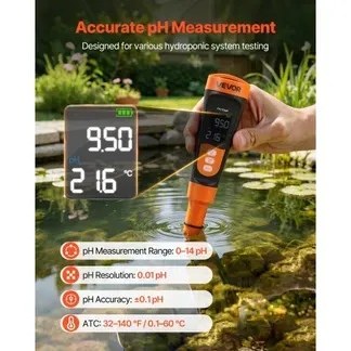 VEVOR pH Messgerät, Messbereich 0–14, Wasserdichte Sonde (IP68), pH-Meter-Set mit Kalibrierpulver, VA-Display, Tester für Trinkwasser, Hydrokultur & Aquarienwasser VEVOR pH Messgerät, Messbereich 0–14, Wasserdichte Sonde (IP68), pH-Meter-Set mit Kalibrierpulver, VA-Display, Tester für Trinkwasser, Hydrokultur & Aquarienwasser