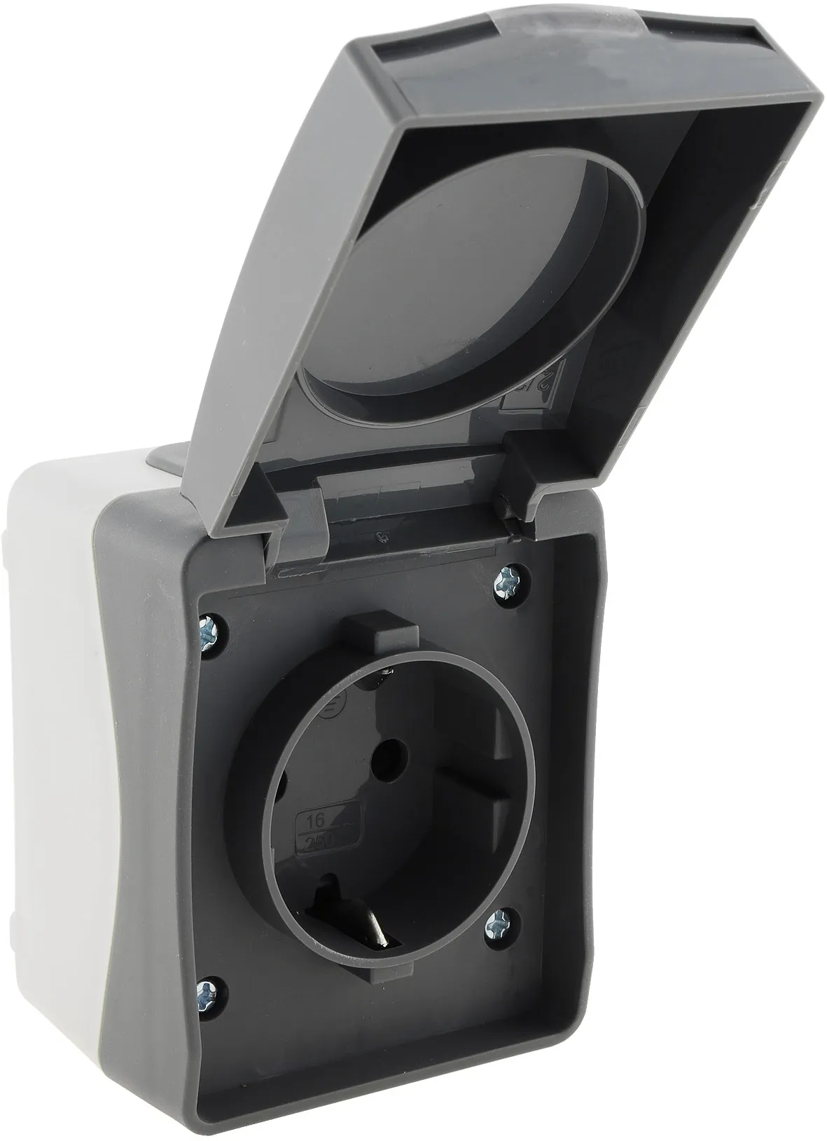 NUQUI Feuchtraum Steckdose IP54, Aufputz, 250V~/ 16A NUQUI Feuchtraum Steckdose IP54, Aufputz, 250V~/ 16A