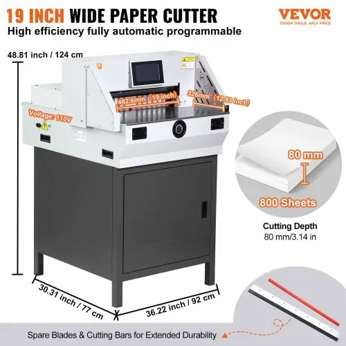 VEVOR Elektrischer Papierschneider, 48 cm Schnittbreite, 8 cm Dicke, 17,8 cm Touchscreen VEVOR Elektrischer Papierschneider, 48 cm Schnittbreite, 8 cm Dicke, 17,8 cm Touchscreen