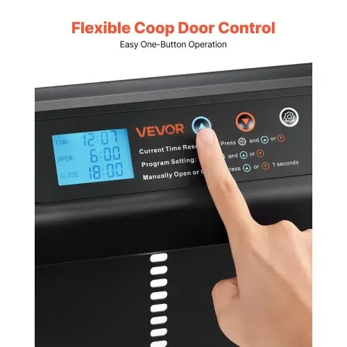 VEVOR Automatische Hühnerklappe, Hühnerstalltür mit Timer, manueller Einstellung & Einklemmschutz, Elektrischer Hühnerauslauf-Toröffner mit wasserdichter Versiegelung, Schwarz, 350x250x73 mm – Bild 2