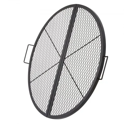 VEVOR Φ 910 x 25 mm X-Marks Feuerstellen-Grillrost, Faltbarer Runder Grillrost, Robuster Lagerfeuer-BBQ-Grillrost aus Stahl mit Griff & Stütz-X-Draht, Tragbares Camping-Kochgeschirr, Schwarz – Bild 9