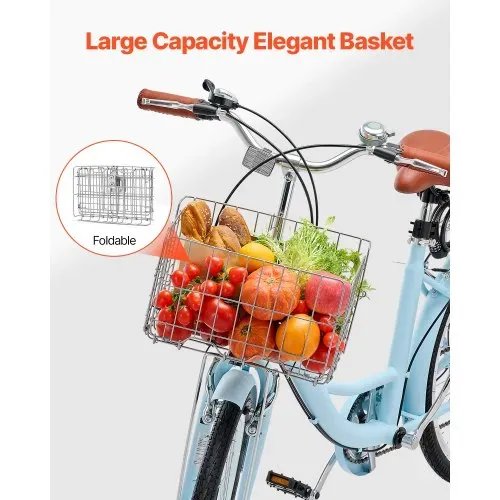 VEVOR Cruiser Fahrrad mit 7 Gängen (Reifendurchmesser 61 cm)Beach Fahrrad mit großem Korb & Gepäckträger, Cruiser-Fahrrad mit verstellbarem Sitz, für Radfahren & Trainieren & Einkaufen Blau – Bild 4