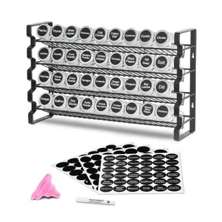 VEVOR 4-stöckiges Gewürzregal Gewürzhalter mit 36 leeren Gewürzgläser & Gestell & Gewürzetiketten & Trichter-Komplettset, Gewürz-Organizer für Küchen Schrank Speisekammer (463 x 118 x 282 mm) VEVOR 4-stöckiges Gewürzregal Gewürzhalter mit 36 leeren Gewürzgläser & Gestell & Gewürzetiketten & Trichter-Komplettset, Gewürz-Organizer für Küchen Schrank Speisekammer (463 x 118 x 282 mm)