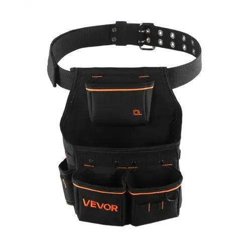 VEVOR Werkzeuggürtel, 14 Taschen, Handwerkergürtel, Arbeitsgürtel für Elektriker, Schreiner & Bauarbeiter, Hammerhalter, Werkzeughalter, Schürzenorganizer geeignet, verstellbar von 830–1270 mm – Bild 8