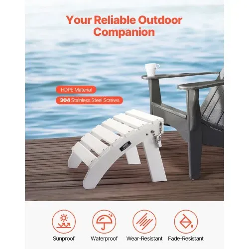 VEVOR Fußstütze für Adirondack-Stühle, 450x500x350 mm, klappbarer Adirondack-Ottomane aus HDPE-Kunststoff, Gartenstuhl weit verbreitet für Außenbereich, Veranda, Pool, Rasen, Hinterhof, weiß VEVOR Fußstütze für Adirondack-Stühle, 450x500x350 mm, klappbarer Adirondack-Ottomane aus HDPE-Kunststoff, Gartenstuhl weit verbreitet für Außenbereich, Veranda, Pool, Rasen, Hinterhof, weiß