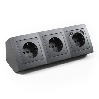 Steckdosenblock McPower “Flair“ Aufbau, anthrazit, 3-fach Schutzkontakt + USB Steckdosenblock McPower “Flair“ Aufbau, anthrazit, 3-fach Schutzkontakt + USB