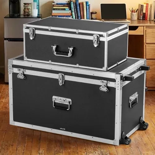 VEVOR 2 x Transportkoffer Aufbewahrungskoffer Aufbewahrungskiste Abschließbar, Große Aufbewahrungskiste (816 x 452 x 460 mm) mit Rollen & 3 Metallgriffen, Transportruhe mit Deckeln für Wohnung Schwarz – Bild 7