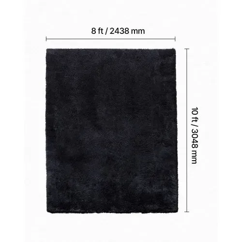 VEVOR Hochflor Teppich 3048x2438 mm, flauschiger Teppich mit dreilagigem Material, 35 mm Florhöhe, für Wohnzimmer, Schlafzimmer, Loungebereich, fusselfrei und weich, pflegeleicht, Schwarz – Bild 2