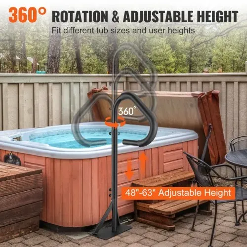 VEVOR Whirlpool Handlauf 272kg Tragfähigkeit Spa-Geländer aus Aluminiumlegierung Pool Handlauf Höhenverstellbar von 122,92 bis 160cm Haltegriff Einstiegshilfe 360° drehbar für Schwimmbäder Whirlpools – Bild 3