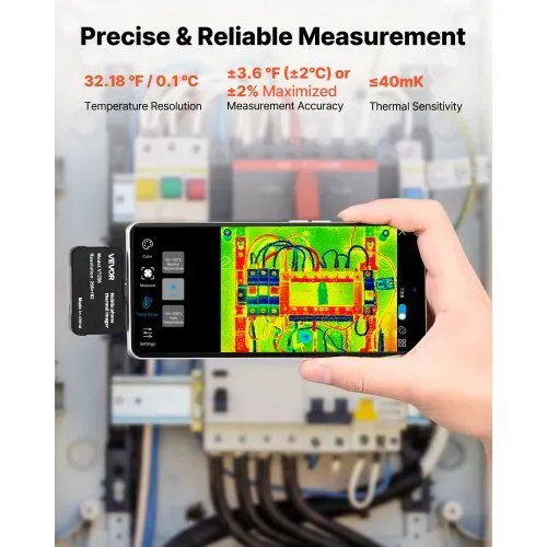 VEVOR Wärmebildkamera für iOS & Android, 512x384 Super IR & 256x192 IR-Auflösung Thermobildkamera für Smartphone Tablet mit USB-C, 25Hz Infrarotkamera mit 6 Farbpaletten für -20°C-550°C Inspektionen – Bild 5
