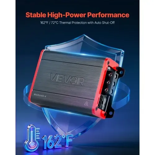 VEVOR Autoverstärker 4-Kanal, Endstufe Klasse D Überbrückbar, Max. 4 x 120 W an 4 Ohm / 4 x 200 W an 2 Ohm, Hochleistungsverstärker für SUVs Pickups Geländewagen Mehrkanal-Audioverstärker – Bild 3