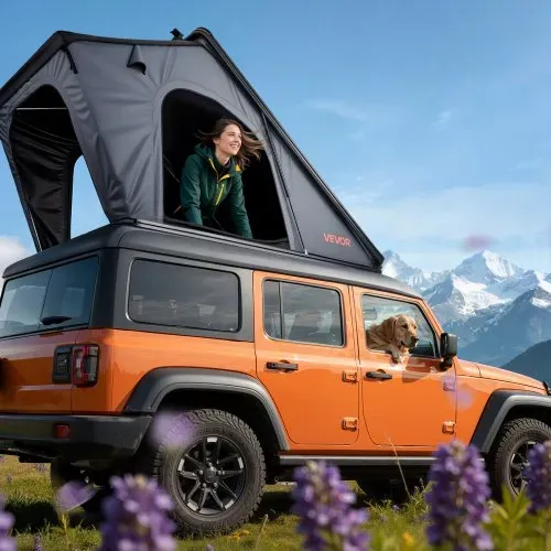 VEVOR Autodachzelt Hartschalen für 2-3 Personen, Campingzelt aus Aluminium mit Dreifarbiger LED-Beleuchtung & Fenster, Wasserfest & Windicht, für Jeep SUV Pickup, 2535 x 1320 x 1520 mm (Aufgeklappt) – Bild 7