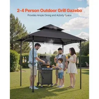 VEVOR Grillpavillon, 2430x1500x500 mm, Grillüberdachung für Außengrill, 2-stufige BBQ-Gazebo-Überdachung, Doppeldach Gartenpavillon 2–4 Personen, ideal für Terrasse, Hinterhof & Garten VEVOR Grillpavillon, 2430x1500x500 mm, Grillüberdachung für Außengrill, 2-stufige BBQ-Gazebo-Überdachung, Doppeldach Gartenpavillon 2–4 Personen, ideal für Terrasse, Hinterhof & Garten