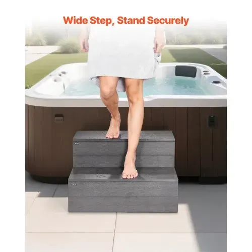 VEVOR Badewannenstufe Pooltreppe 2-stufige Außentreppe, 635 mm breite HIPS-Leiter für oberirdische/aufblasbare Pools mit 272,16 kg Tragkraft, vielseitig einsetzbar für Veranda Terrasse Wohnmobile – Bild 2