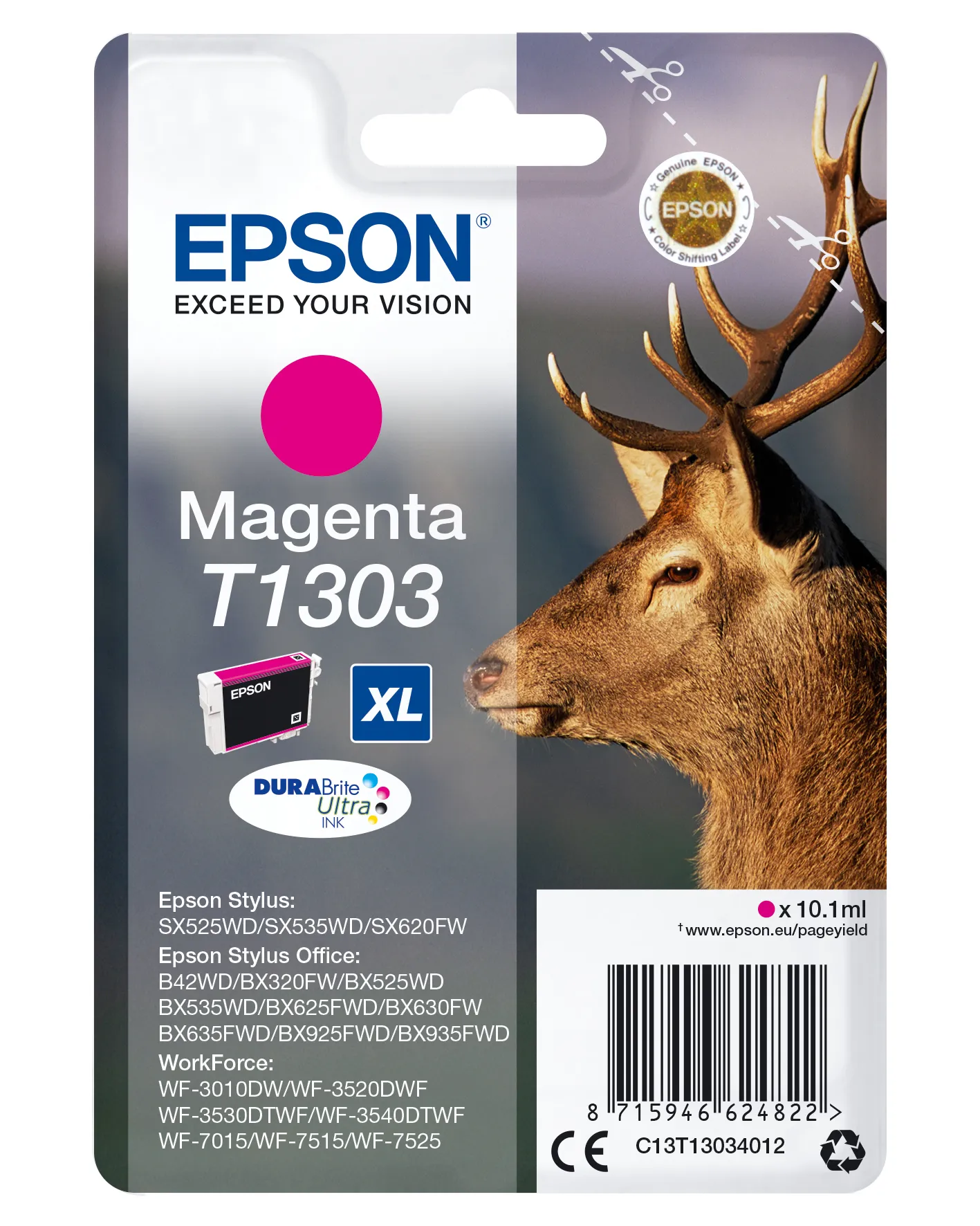 Epson Stag Singlepack Magenta T1303 DURABrite Ultra Ink Epson Stag Singlepack Magenta T1303 DURABrite Ultra Ink