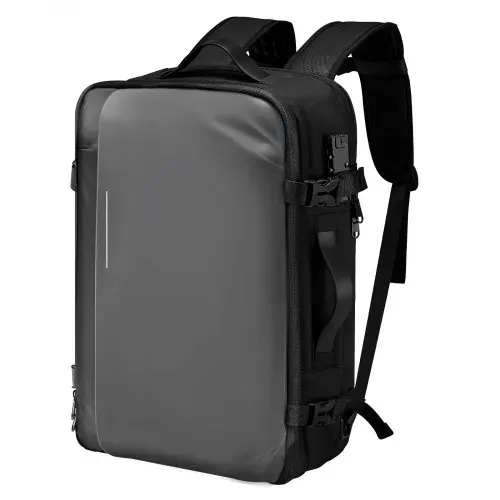 VEVOR Vakuum-Reiserucksack, 65 L, erweiterbarer Vakuum-Kompressions-Reiserucksack mit Pumpe, mit TSA-zugelassenem Schloss, USB-Ladeanschluss, wasserabweisendes Handgepäck, für Business, Grau – Bild 10
