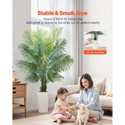 VEVOR Künstliche Areca-Palme, 1,8 m, künstliche tropische Palmenpflanzen mit weißem Pflanzgefäß, Kunstseidenpflanze im Topf, Kunstbaum für Veranden, Wohnzimmer, Terrassen, Zuhause, Büro – Bild 2