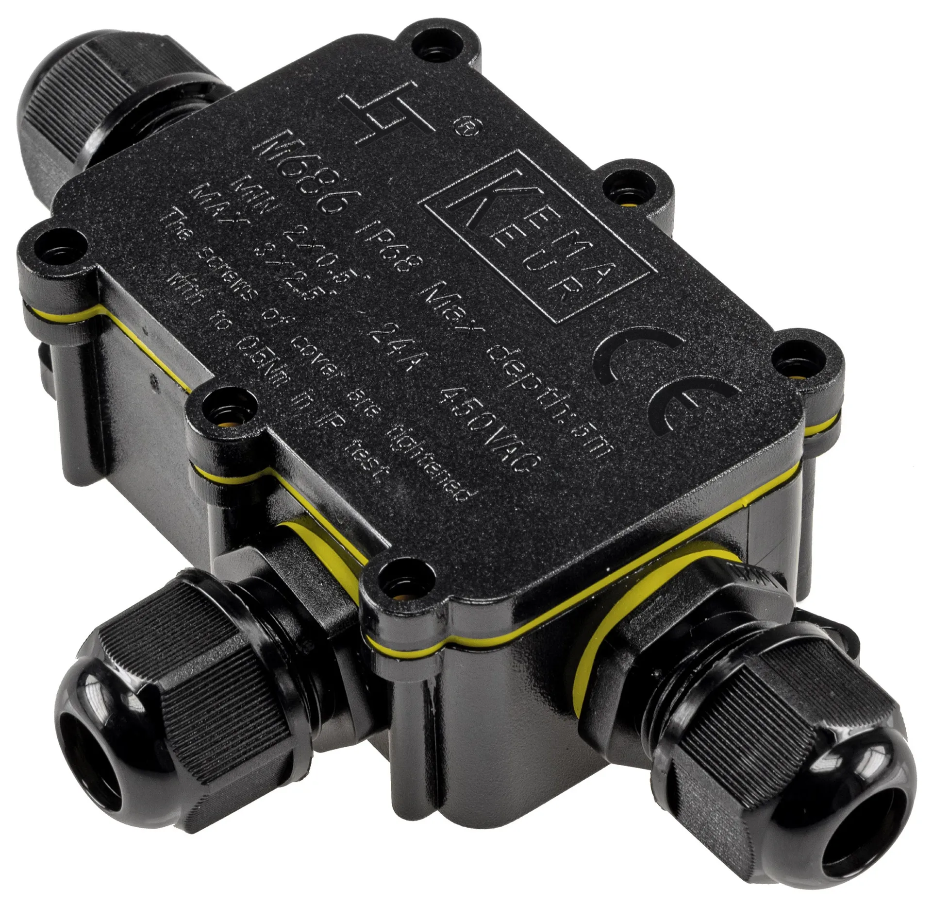 Kabelverbinderbox, 3 Anschlüsse, IP68 230V, Ø 9-12mm für Erdkabel, wasserdicht Kabelverbinderbox, 3 Anschlüsse, IP68 230V, Ø 9-12mm für Erdkabel, wasserdicht