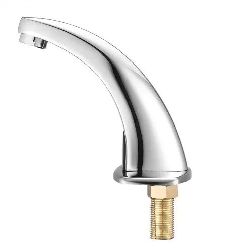 VEVOR berührungsloser Waschtischhahn (verchromtes Silber) Badezimmer, automatische Waschtischarmatur (Nur kaltes Wasser), batteriebetriebener Wasserhahn Toilettenhahn mit Lochabdeckung G233 – Bild 9