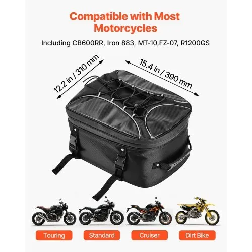 VEVOR Motorradhecktasche Rücksitztasche (22-34 L) mit wasserfester Regenabdeckung, Motorrad-Gepäckaufbewahrung, Gepäckträgertasche mit Riemen & elastischer Kordel, Motorradgepäck Schwarz VEVOR Motorradhecktasche Rücksitztasche (22-34 L) mit wasserfester Regenabdeckung, Motorrad-Gepäckaufbewahrung, Gepäckträgertasche mit Riemen & elastischer Kordel, Motorradgepäck Schwarz