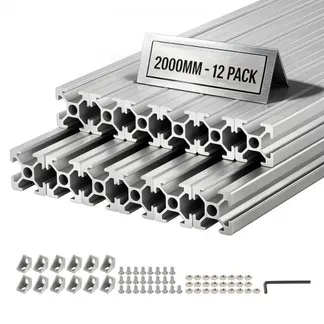 VEVOR 2020 Aluminium Profile 12 Stk. 2 m, Eloxierte T-Nut-Aluprofile nach EU-Standard, Hochfeste Strangpressprofile, Aluminiumschiene für 3D-Druckerteile, CNC-DIY-Werkbänke und Montage, Silber VEVOR 2020 Aluminium Profile 12 Stk. 2 m, Eloxierte T-Nut-Aluprofile nach EU-Standard, Hochfeste Strangpressprofile, Aluminiumschiene für 3D-Druckerteile, CNC-DIY-Werkbänke und Montage, Silber