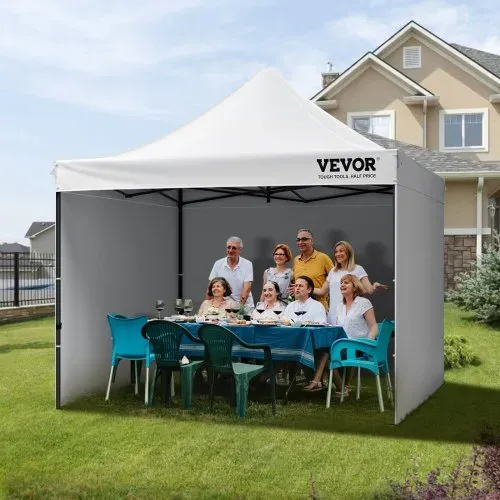 VEVOR Pavillon 304,8x304,8x320cm Gartenzelt 500D PU-Silber-Gewebe Faltpavillon höhenverstellbar inkl. Aufbewahrungstasche Partyzelt 6-8 Personen Pop up Zelt Weiß Gartenpavillon für Campingausflug – Bild 7