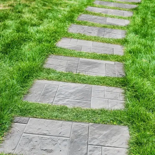 VEVOR Betonstempelmatte, 61 x 61 cm, 7 Stück, Betonstrukturhaut, Polyurethan-Stempel, Steinfliesen-Strukturmatte, Schieferbodenabdruck, nahtloser Stempel, Betonformen für dekorative Außenbereiche, mehrfarbig – Bild 7