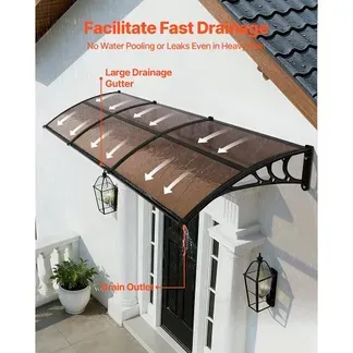 VEVOR Vordach für Haustür 965×2975 mm, Pultbogenvordach, Pultvordach mit Entwässerung & ABS-Halterung, Regen-, Schnee- & Sonnenschutz, Polycarbonat-Türüberdachung für Veranda & Terrasse, Braun VEVOR Vordach für Haustür 965×2975 mm, Pultbogenvordach, Pultvordach mit Entwässerung & ABS-Halterung, Regen-, Schnee- & Sonnenschutz, Polycarbonat-Türüberdachung für Veranda & Terrasse, Braun