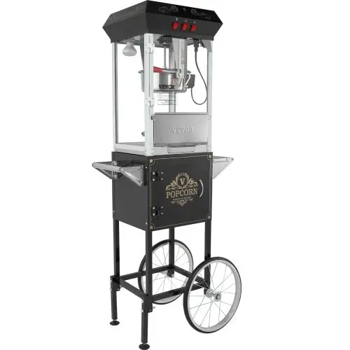 VEVOR Popcornmaschine Popcornautomat mit Wagen 850 W Popcorngerät, 8 oz Kessel für 48 Tassen pro Ladung, Popcornmaschine mit gehärtetem Glas inkl. 4 Schaufeln Kino-Stil Restaurant Schwarz – Bild 9