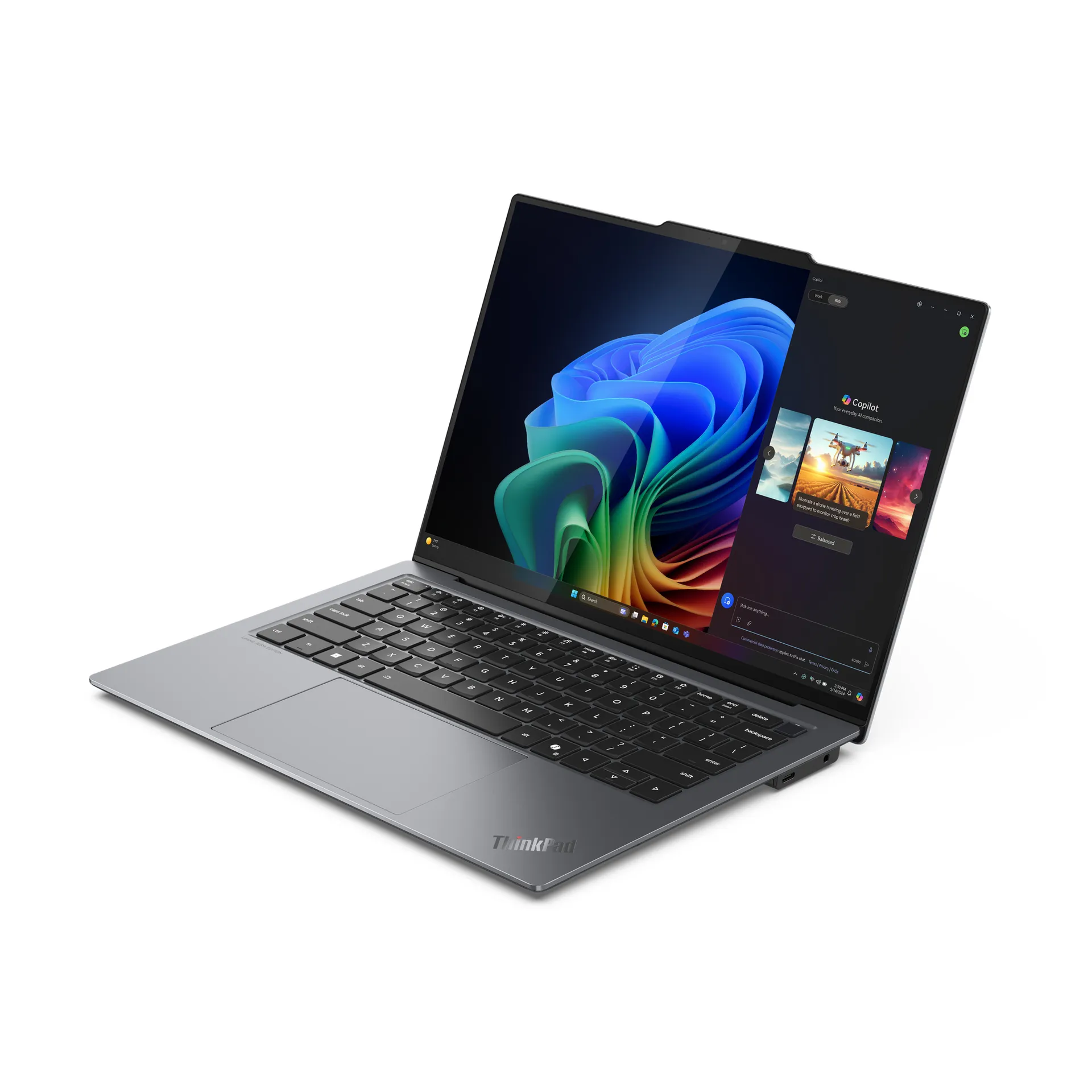 Lenovo ThinkPad X9-14 Gen 1 Copilot+ PC Intel Core Ultra 7 258V Laptop 35,6 cm (14") WUXGA 32 GB LPDDR5x-SDRAM 1 TB SSD Wi-Fi 7 (802.11be) Windows 11 Pro Deutsch Grau – Bild 3