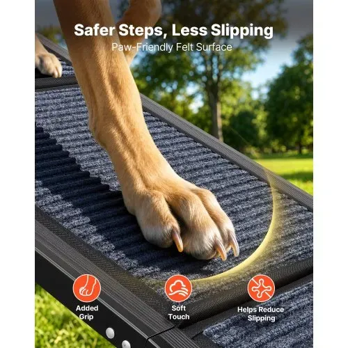 VEVOR Hunderampe, 160 x 43,2 cm, faltbare Hundeautorampe für mittelgroße & große Hunde bis 113 kg, Hundetreppe mit rutschfester Filzteppichoberfläche, tragbare Einstiegshilfe für SUV & LKW – Bild 2