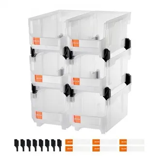 VEVOR Stapelboxen, 377 x 215 x 180 mm (6er-Pack), Sichtlagerboxen zum Organisieren & Aufbewahren, Sichtlagerkasten für Schränken, Garagen, Kleinteilen, Bürobedarf & anderem Zubehör, transparent VEVOR Stapelboxen, 377 x 215 x 180 mm (6er-Pack), Sichtlagerboxen zum Organisieren & Aufbewahren, Sichtlagerkasten für Schränken, Garagen, Kleinteilen, Bürobedarf & anderem Zubehör, transparent