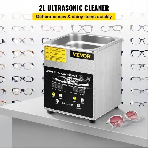 VEVOR 2 L Verbesserter Ultraschallreiniger (100 W Heizung, 60 W Ultraschall) Professioneller digitaler Labor-Ultraschall-Teilereiniger mit Heizungstimer für die Reinigung von Schmuck, Brillenteilen VEVOR 2 L Verbesserter Ultraschallreiniger (100 W Heizung, 60 W Ultraschall) Professioneller digitaler Labor-Ultraschall-Teilereiniger mit Heizungstimer für die Reinigung von Schmuck, Brillenteilen