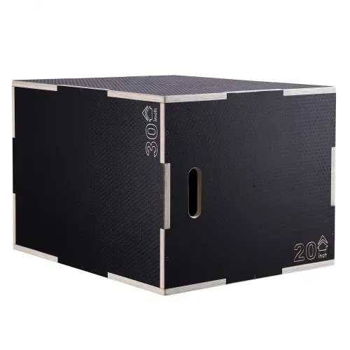 VEVOR 3-in-1-Plyometrische Sprungbox 30/24/20-Zoll-Plyobox, Sprungkasten Sprungkiste 204 kg Tragfähigkeit, Fitnessübungs-Step-Up-Box für Heimtraining, Sprungkrafttraining Schwarz Einstellbare Höhe – Bild 9