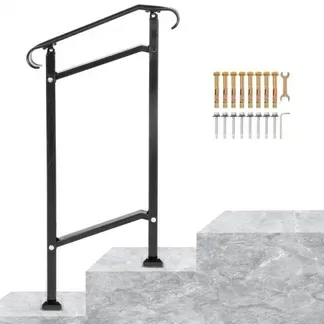 VEVOR Treppengeländer 50×13,5×108 cm Handlauf Geländer Höhe(bis zu 18,5 cm) & Winkel(0-30,8°) einstellbar Eingangsgeländer Eisenhandlauf Ideal für 1 oder 2 stufige Treppen mit Installationskit Schwarz VEVOR Treppengeländer 50×13,5×108 cm Handlauf Geländer Höhe(bis zu 18,5 cm) & Winkel(0-30,8°) einstellbar Eingangsgeländer Eisenhandlauf Ideal für 1 oder 2 stufige Treppen mit Installationskit Schwarz