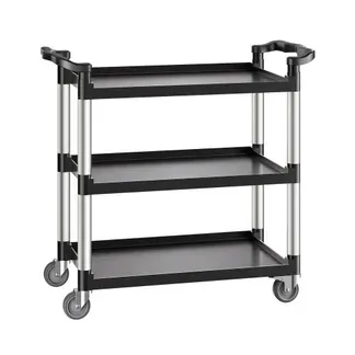 VEVOR Mehrzweckwagen, 226 kg Tragkraft, 3-stufiger Universalwagen aus Kunststoff mit 360° Schwenkrädern (2 mit Bremse), 106x49x98 cm großer Servierwagen für Lager, Büro, Zuhause, Restaurant, Küche VEVOR Mehrzweckwagen, 226 kg Tragkraft, 3-stufiger Universalwagen aus Kunststoff mit 360° Schwenkrädern (2 mit Bremse), 106x49x98 cm großer Servierwagen für Lager, Büro, Zuhause, Restaurant, Küche