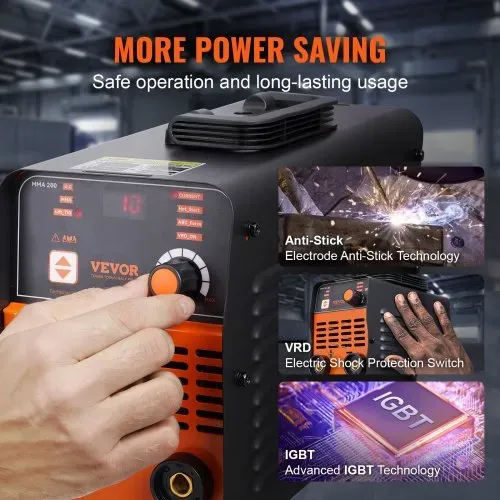 VEVOR Schweißgerät ARC 200A Stab/Lift WIG 2-in-1 Schweißer Elektroden Hot Start – Bild 4