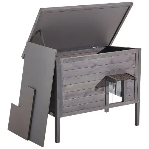VEVOR Katzenhaus Outdoor 870 x 535 x 690 mm, Katzenhütte aus Holz, winterfeste Katzenhöhle mit 30-W-Heizkissen, PVC-Klapptür & Asphaltdach, Katzenunterstand für 1–3 Katzen im Winter, – Bild 8