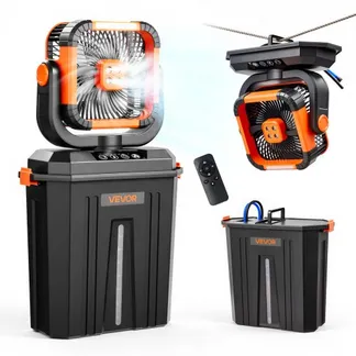 VEVOR Akku Camping Ventilator, 2400 U/min Motor, Outdoor Nebelventilator mit 12-L-Wassertank, 20000-mAh-Akku, 4 Gänge & 3 Beleuchtungsmodi, Wasserkühlung Nebelfan für Camping, Angeln, Reisen VEVOR Akku Camping Ventilator, 2400 U/min Motor, Outdoor Nebelventilator mit 12-L-Wassertank, 20000-mAh-Akku, 4 Gänge & 3 Beleuchtungsmodi, Wasserkühlung Nebelfan für Camping, Angeln, Reisen