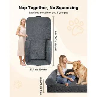 VEVOR Hundebett für Menschen & Hunde, 179x95x24 cm, Memory-Schaum-Hundebett in Menschengröße, mit Seitentasche, Griff & Reißverschluss, abnehmbarer, maschinenwaschbarer Bezug, Kurzflor, Dunkelgrau VEVOR Hundebett für Menschen & Hunde, 179x95x24 cm, Memory-Schaum-Hundebett in Menschengröße, mit Seitentasche, Griff & Reißverschluss, abnehmbarer, maschinenwaschbarer Bezug, Kurzflor, Dunkelgrau